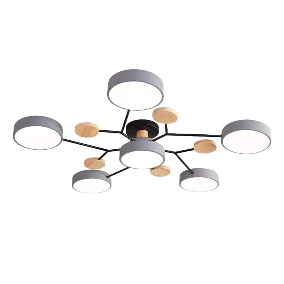 Orbital Sputnik Semi Flush Mount LED Chandelier in Metal and Acrylic