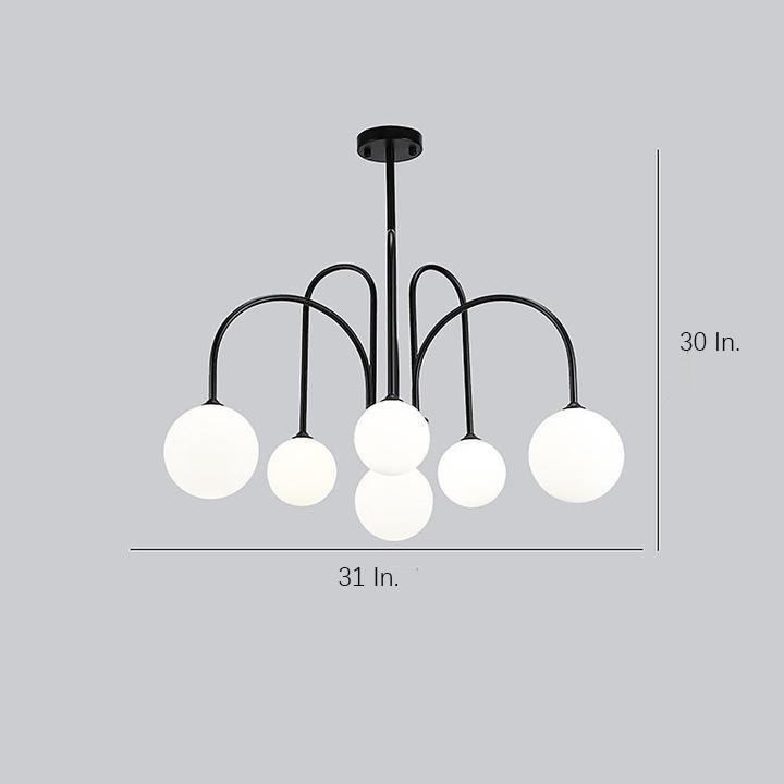 Sputnik Multi Light White Ball Glass Shade Pendant Lights Gold Black Curved Linear Chandelier