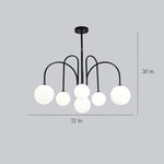 Sputnik Multi Light White Ball Glass Shade Pendant Lights Gold Black Curved Linear Chandelier