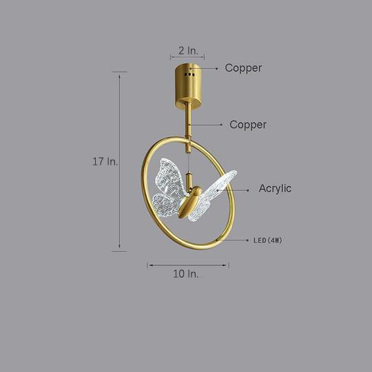 Butterfly Ring Led Nordic Ceiling Light Semi Flush Mount Ceiling Light With Acrylic Lampshade
