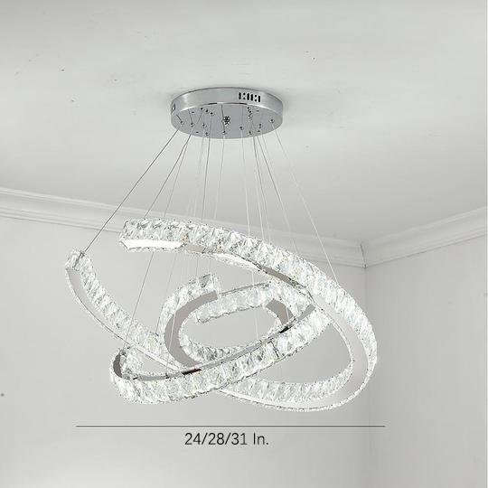 Lumina Wave Crystal LED Chandelier in Stainless Steel
