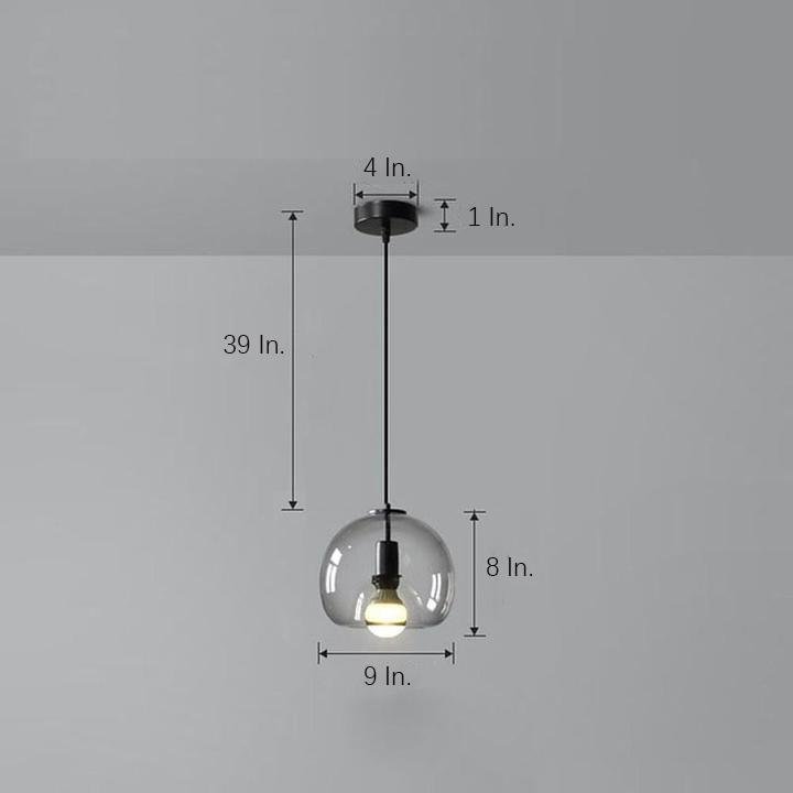 Smoked Glass Pendant Light with Matte Black Metal Shade