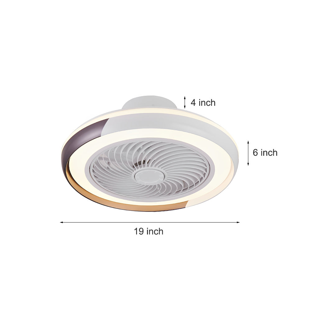 Modern Flush Mount Bladeless Ceiling Fan with Dimmable LED Light