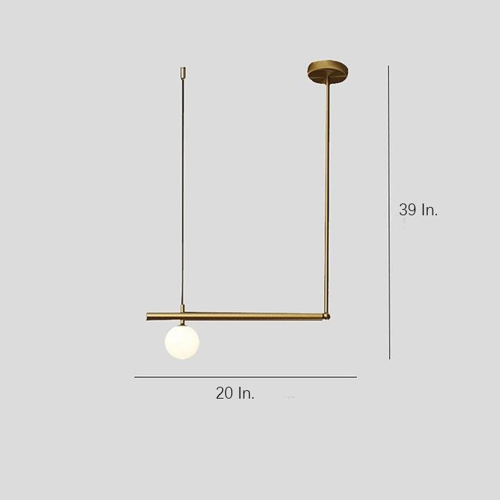 Minimalist Modern Linear Globe Pendant Lighting Copper Glass Kitchen Dining Room Light