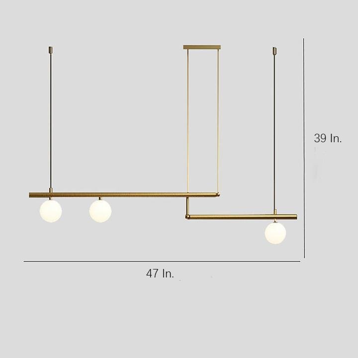 Minimalist Modern Linear Globe Pendant Lighting Copper Glass Kitchen Dining Room Light