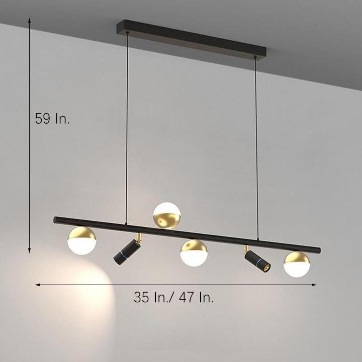 6 8 Light Black Island Horizontal Suspension Linear Pendant Light