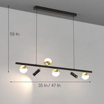 6 8 Light Black Island Horizontal Suspension Linear Pendant Light