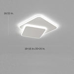 2 Light White Square Led Flush Mount Ceiling Light For Bedroom