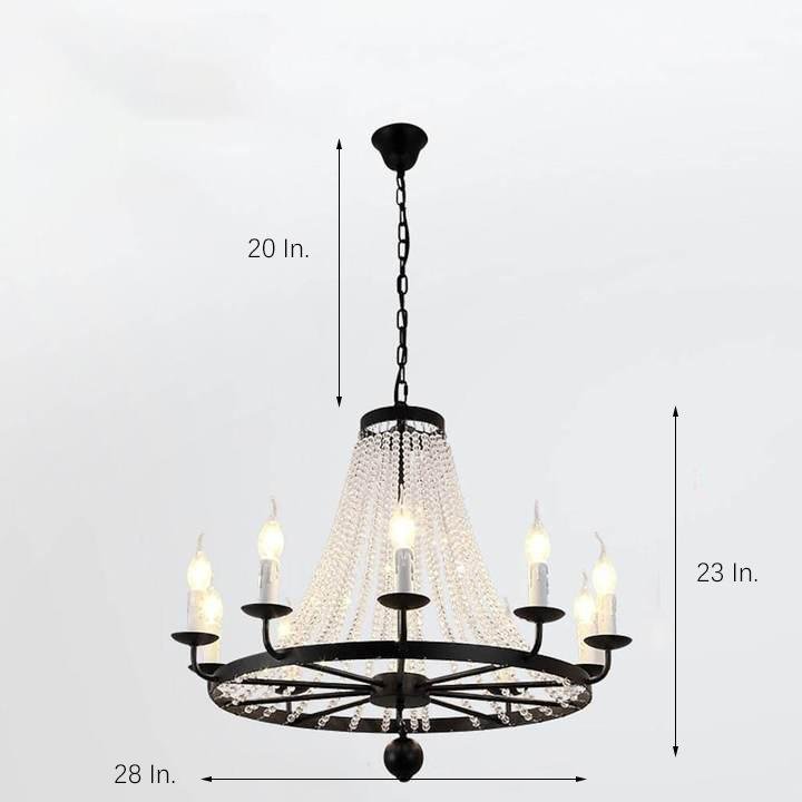 Empire Wagon Wheel Chandelier 8 10 12 Candle Lights 20 Adjustable Chain Crystal Accents