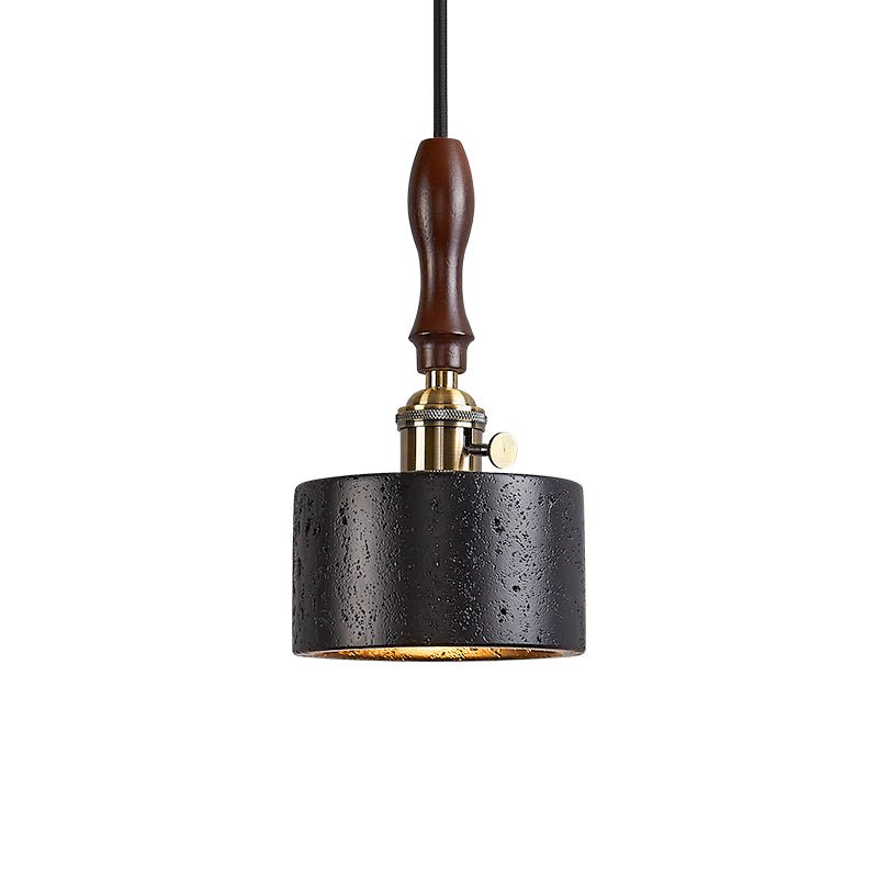 Dalton Travertine Pendant Light — Dark Walnut & Natural Stone