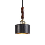 Dalton Travertine Pendant Light — Dark Walnut & Natural Stone