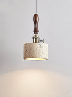 Dalton Travertine Pendant Light — Dark Walnut & Natural Stone