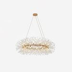 Dandelion Round Crystal Chandelier Modern Gold LED Pendant Light for Dining Room