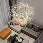 Dandelion Round Crystal Chandelier Modern Gold LED Pendant Light for Dining Room
