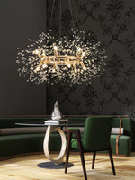 Dandelion Round Crystal Chandelier Modern Gold LED Pendant Light for Dining Room
