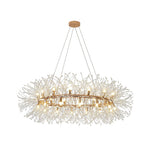 Dandelion Round Crystal Chandelier Modern Gold LED Pendant Light for Dining Room