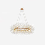 Dandelion Round Crystal Chandelier Modern Gold LED Pendant Light for Dining Room