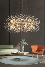 Dandelion Round Crystal Chandelier Modern Gold LED Pendant Light for Dining Room