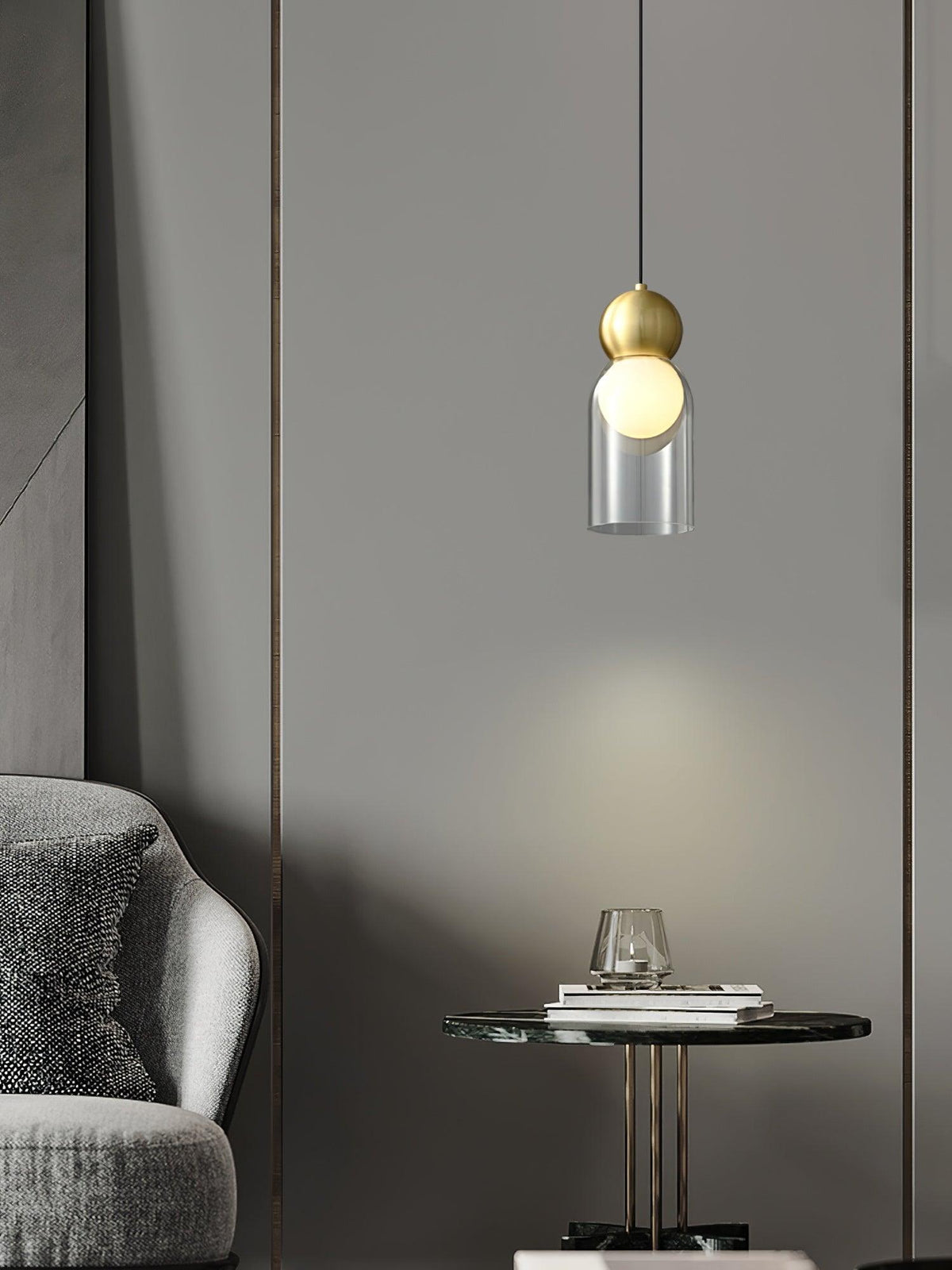 Dani Brass Pendant Light – Modern Nordic Glass Ceiling Lamp for Dining & Kitchen