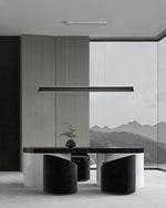 Danqiu Linear LED Chandelier in Wood and Metal for Modern Dining Rooms