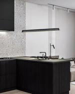 Danqiu Linear LED Chandelier in Wood and Metal for Modern Dining Rooms