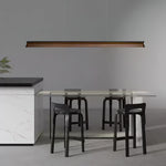 Danqiu Linear LED Chandelier in Wood and Metal for Modern Dining Rooms