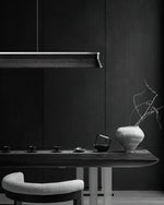 Danqiu Linear LED Chandelier in Wood and Metal for Modern Dining Rooms