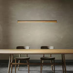 Danqiu Linear LED Chandelier in Wood and Metal for Modern Dining Rooms