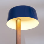 Dario Tilted Table Lamp – Modern Blue Shade, Walnut Wood & Chrome