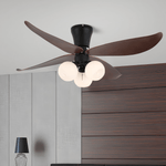 Arbora Bloom Ceiling Fan Light with Walnut Blades and Glass Globes
