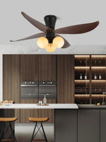 Arbora Bloom Ceiling Fan Light with Walnut Blades and Glass Globes