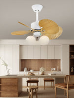 Palmera Bloom Ceiling Fan with Light, Coastal Leaf Blades & Scalloped Glass Shades