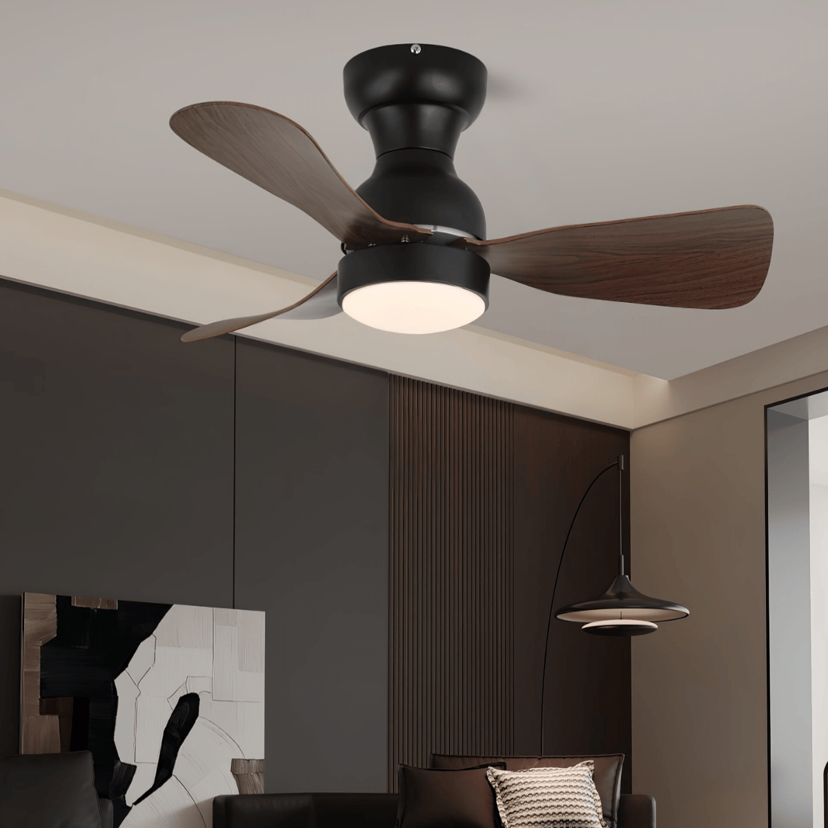 Civico Spin Ceiling Fan with Integrated LED Light, Modern Minimalist Design