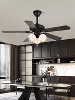 Calantha Bloom Ceiling Fan Light with Scalloped Glass Shades and Wood Blades