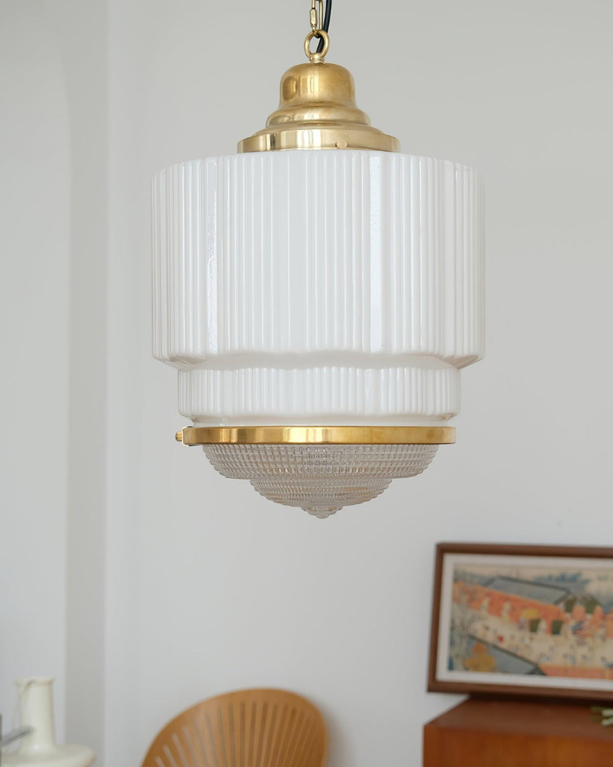 Dean Brass and Glass Pendant Light for Dining Room and Kitchen Island