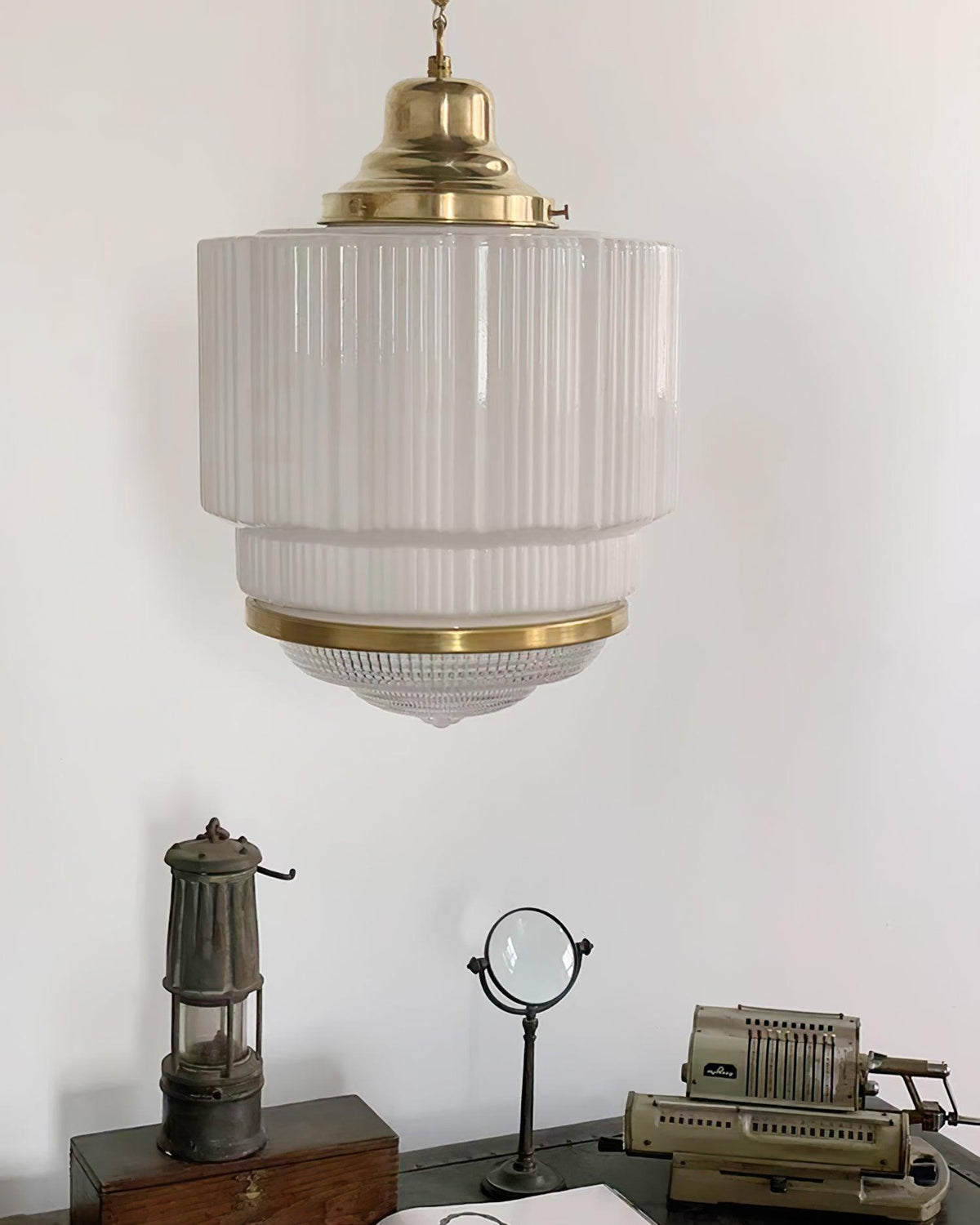 Dean Brass and Glass Pendant Light for Dining Room and Kitchen Island