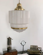 Dean Brass and Glass Pendant Light for Dining Room and Kitchen Island