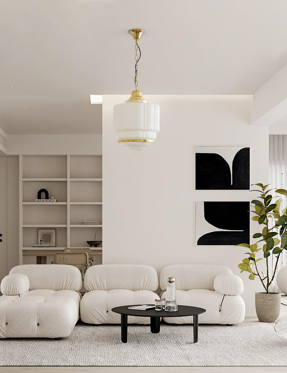 Dean Brass and Glass Pendant Light for Dining Room and Kitchen Island