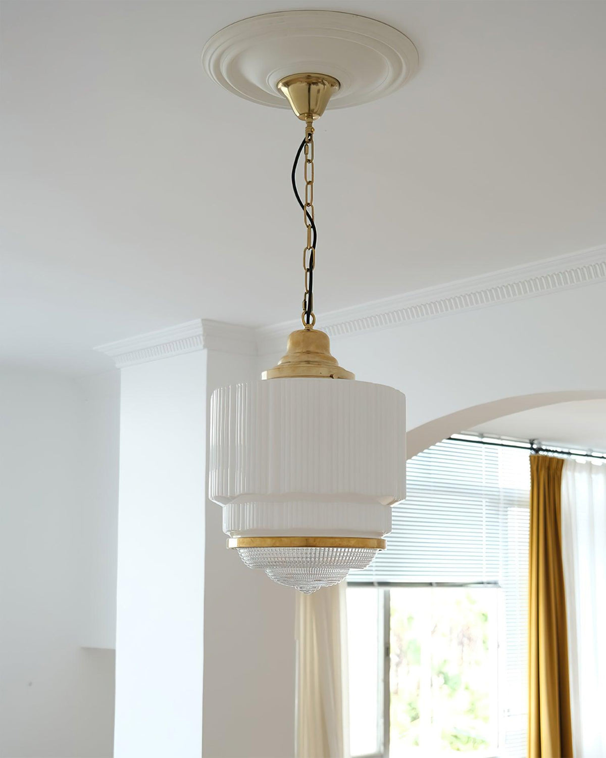Dean Brass and Glass Pendant Light for Dining Room and Kitchen Island