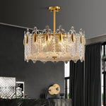 Decorative Patterned Glass Round Chandelier