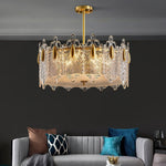 Decorative Patterned Glass Round Chandelier
