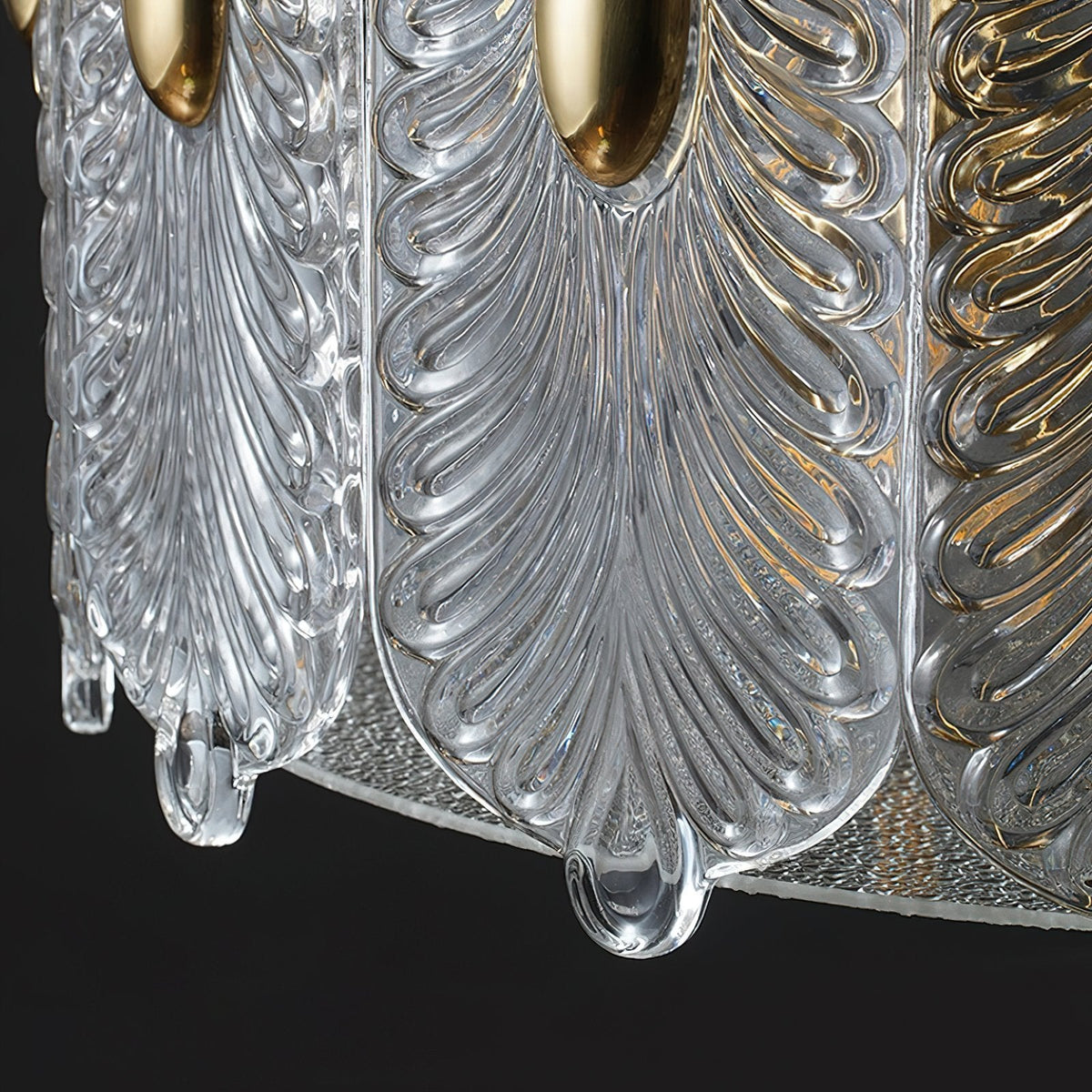 Decorative Patterned Glass Round Chandelier