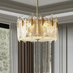 Decorative Patterned Glass Round Chandelier
