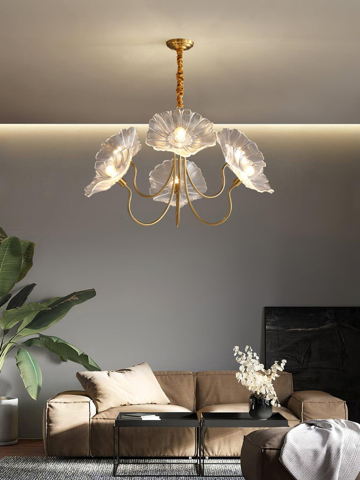 Delicate Lotus Leaf Chandelier