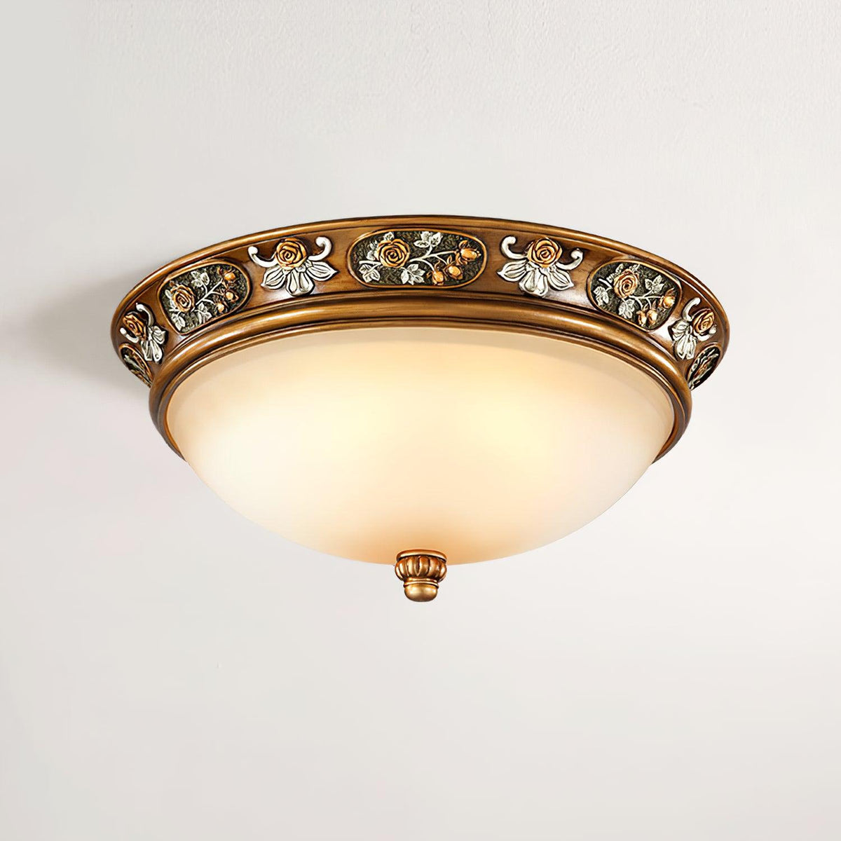 Deltana Resin Flush Mount Ceiling Light with Glass Accents