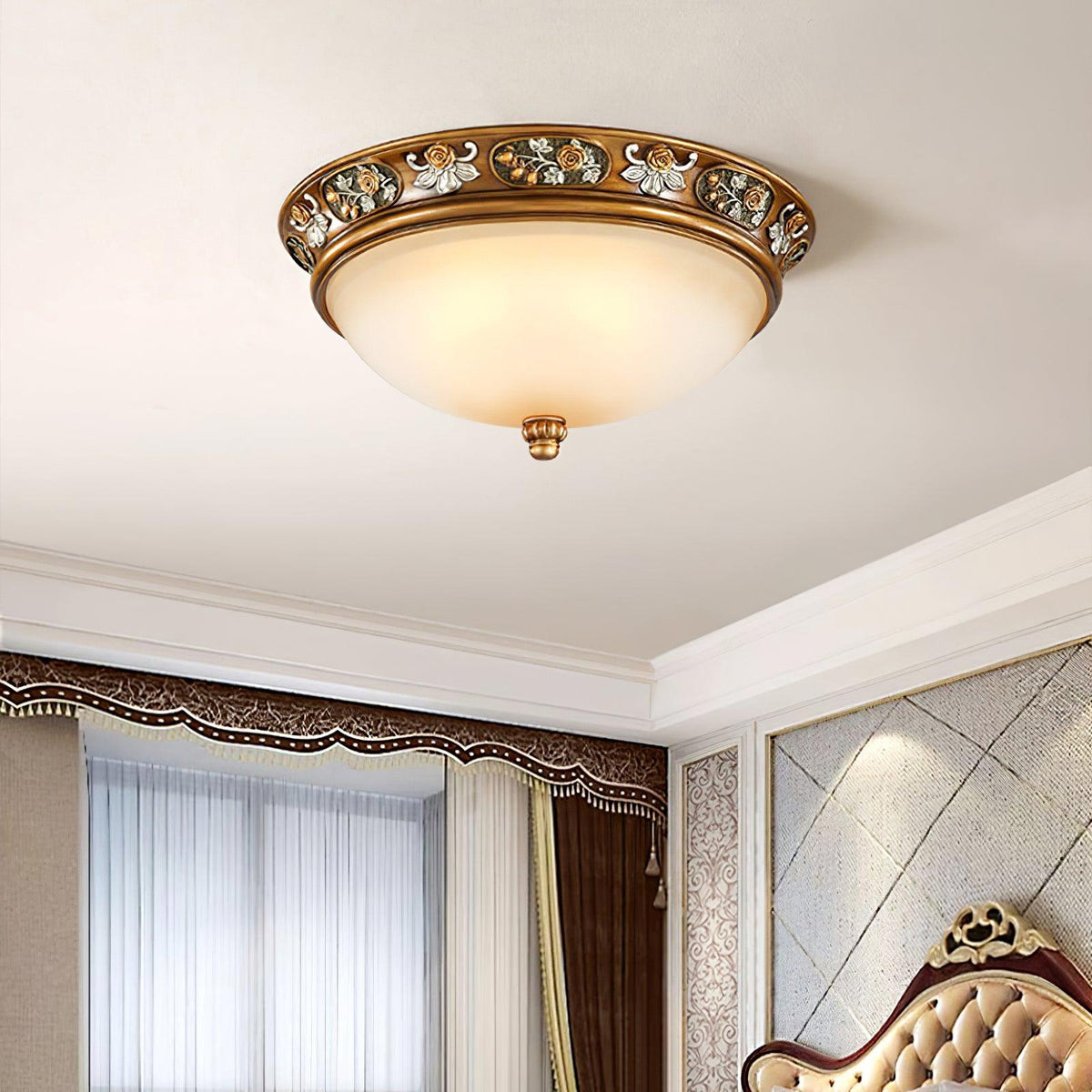Deltana Resin Flush Mount Ceiling Light with Glass Accents