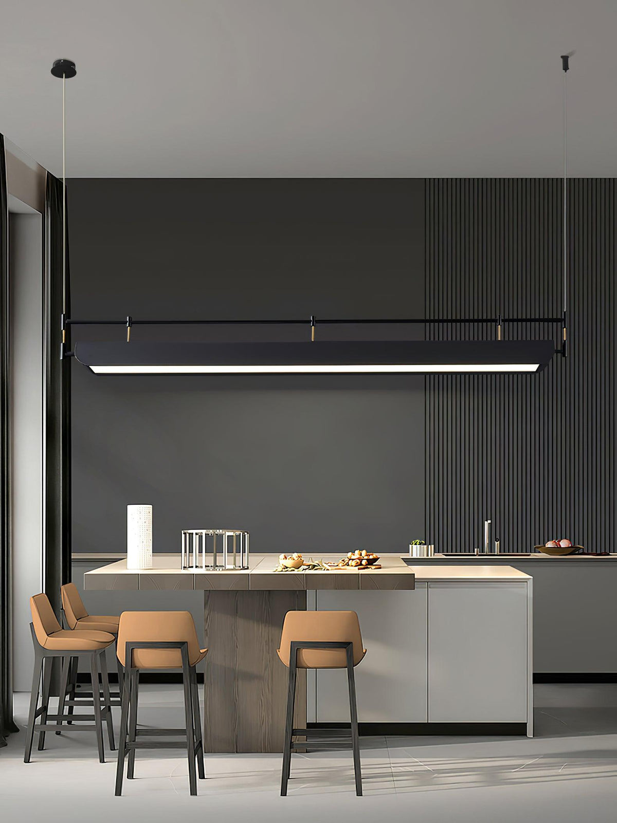 Dessau Modern Linear LED Chandelier in Black for Dining Room