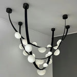 Dew Drops Alabaster Chandelier – Modern LED Pendant Light for Dining Room and Living Room
