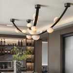 Dew Drops Alabaster Chandelier – Modern LED Pendant Light for Dining Room and Living Room