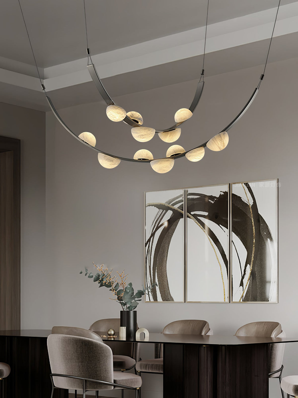 Dew Drops Alabaster Chandelier – Modern LED Pendant Light for Dining Room and Living Room